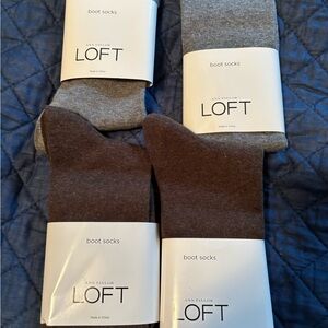 LOFT Boot Socks -4 pair. Gray and Brown. NWT